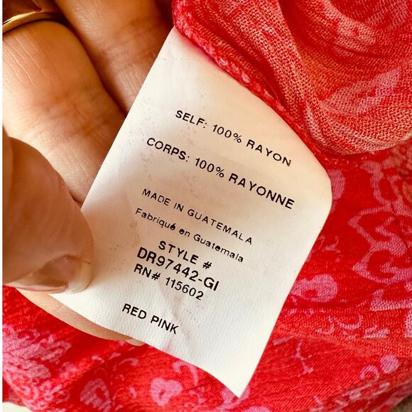 Lush Red & Pink Scoop Neck Open Tie Back Floral Print Boho Midi Sun dress S - Picture 10 of 13